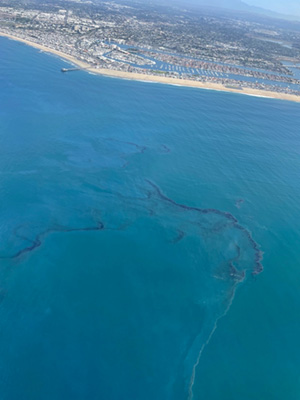 Crude oil in the Pacific Ocean offshore of Orange County