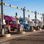 Trucks queuing at a Port of Los Angeles container terminal gate. Photo via POLA.